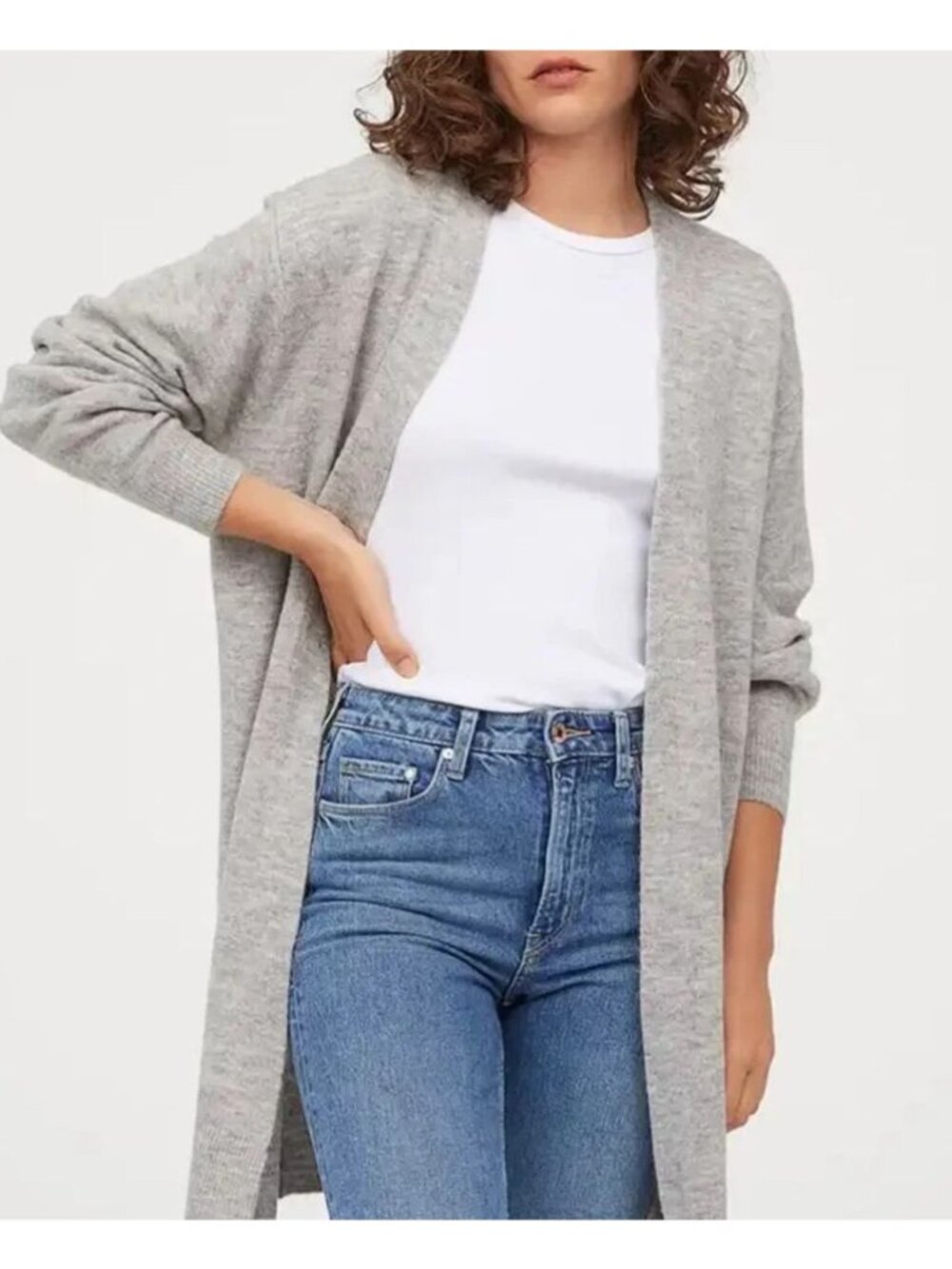 H&M Long Heather Gray Cardigan Size XL